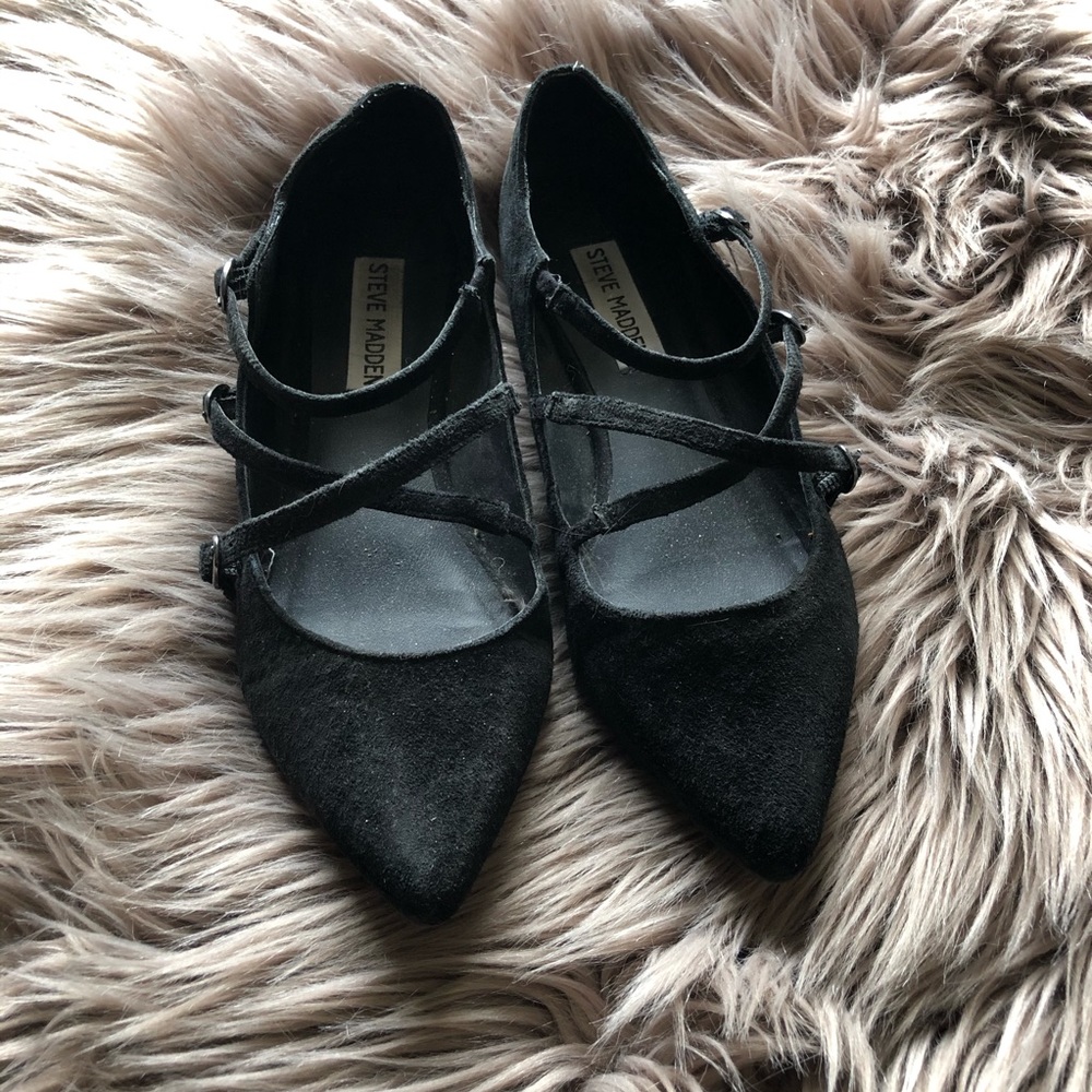 Steve Madden Black Felt Flats